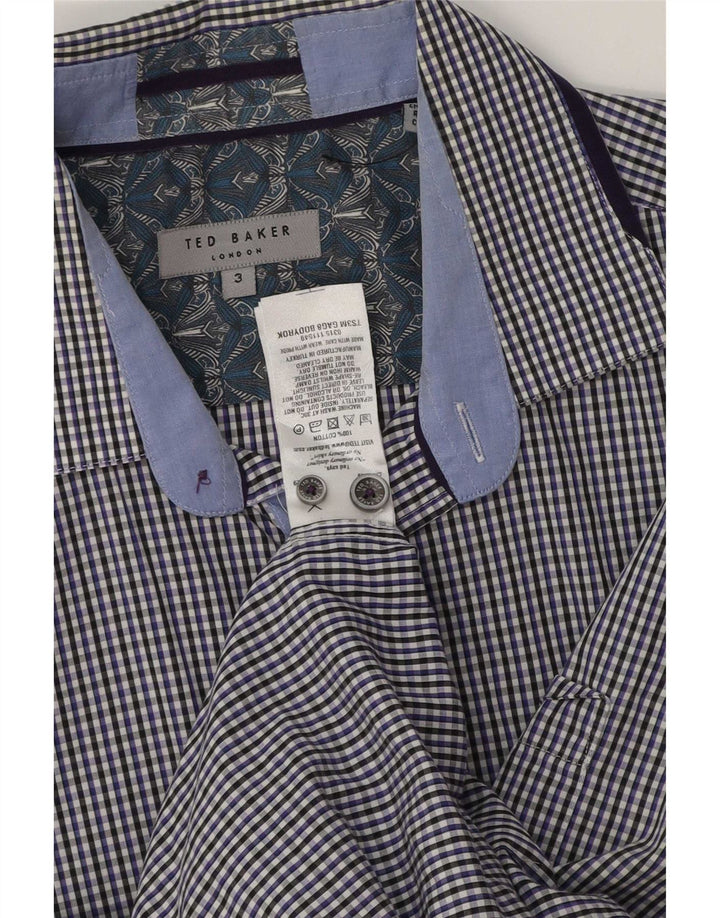Ted Baker Herreskjorte str. 3 Medium Blue Gingham Cotton