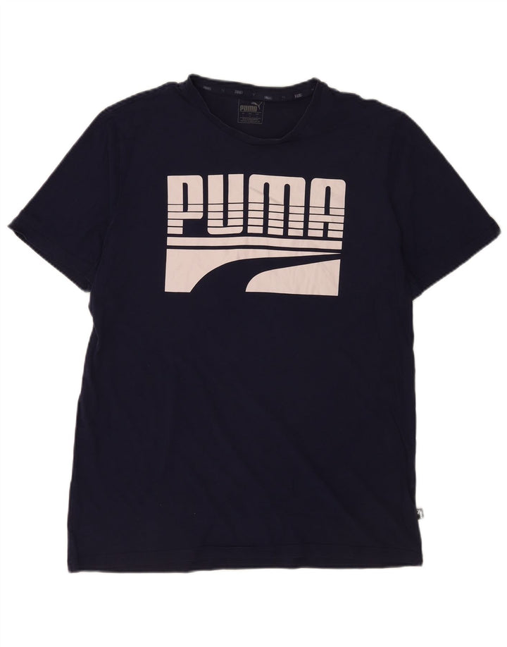 Puma Herre Grafisk T-Shirt Top Stor Marineblå