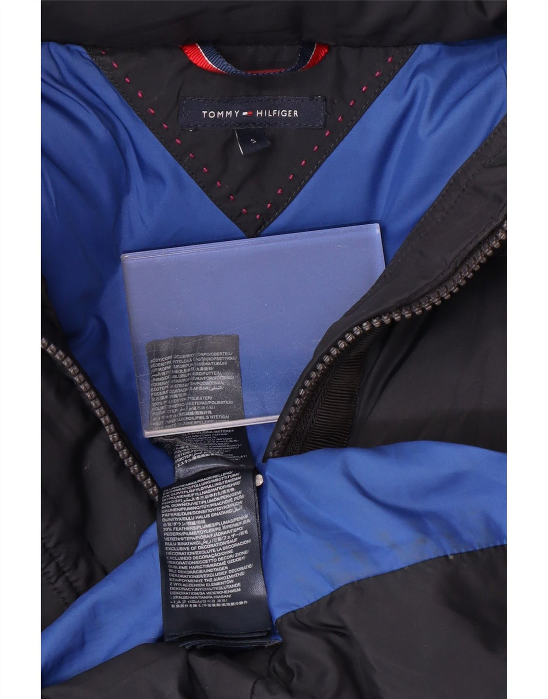 TOMMY HILFIGER Polstret frakke med hætte til kvinder UK 10 Lille marineblå polyester