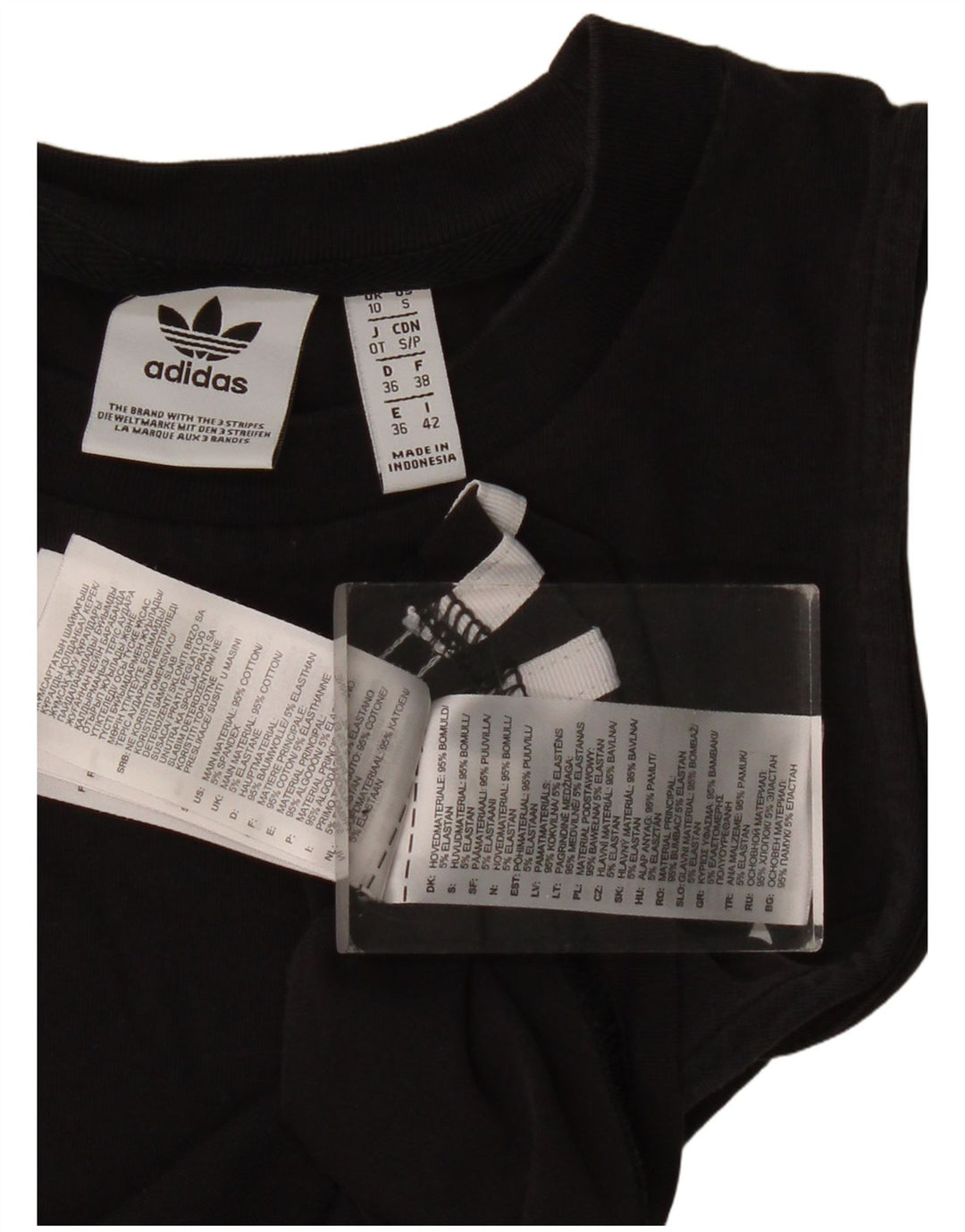 Adidas Dame Grafisk Vest Top UK 10 Small Black Bomuld
