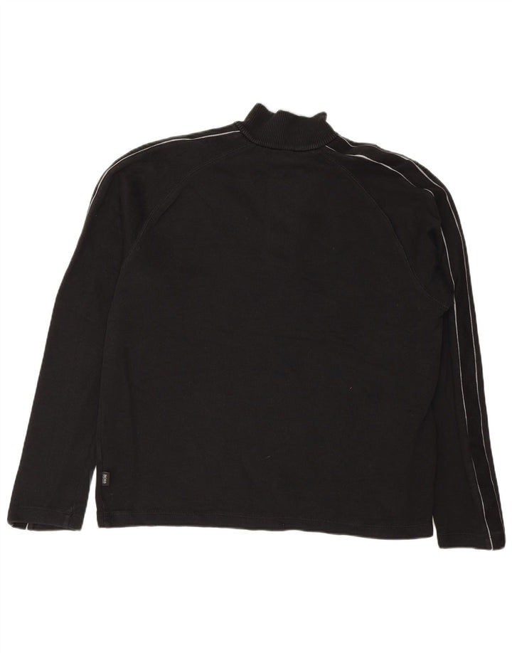 Hugo Boss Herre Regular Fit Zip Neck Jumper Sweater Stor Sort Stribet
