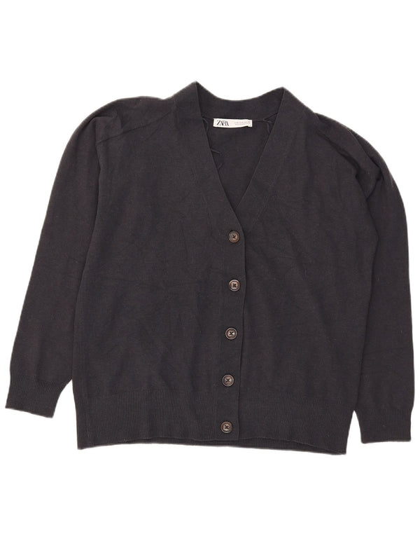 Zara Dame Oversized Cardigan Sweater UK 10 Small Navy Blue Acryl