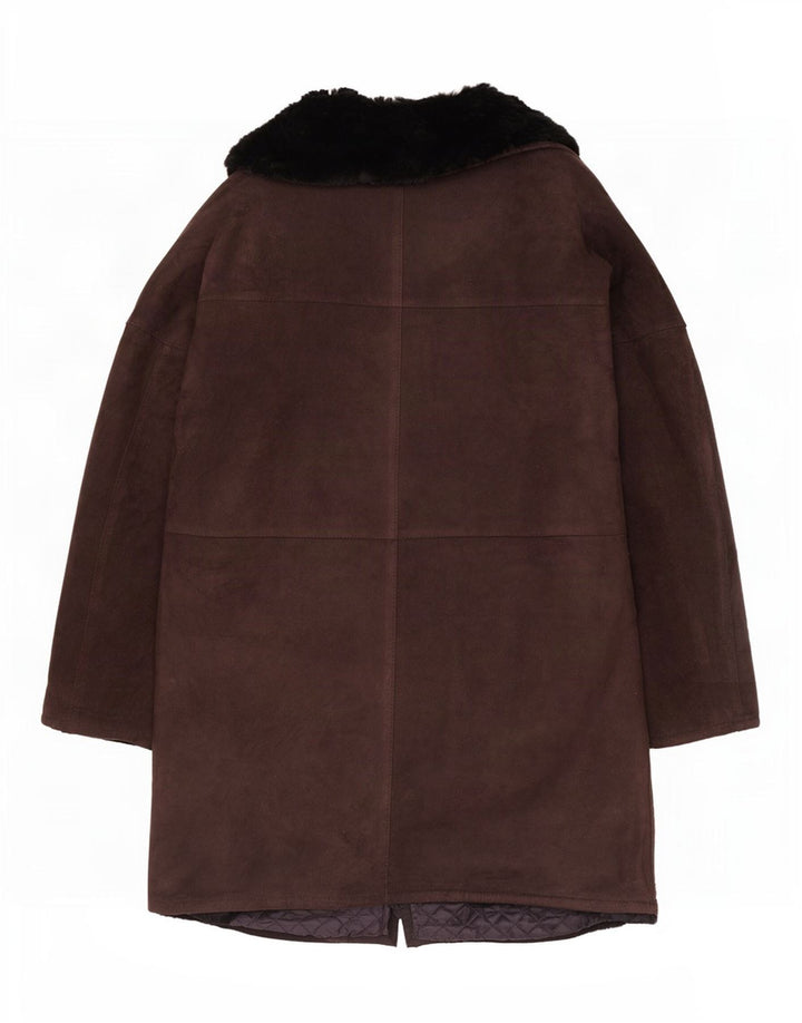 Vintage Dame Open Shearling Jacket UK 12 Medium Brown
