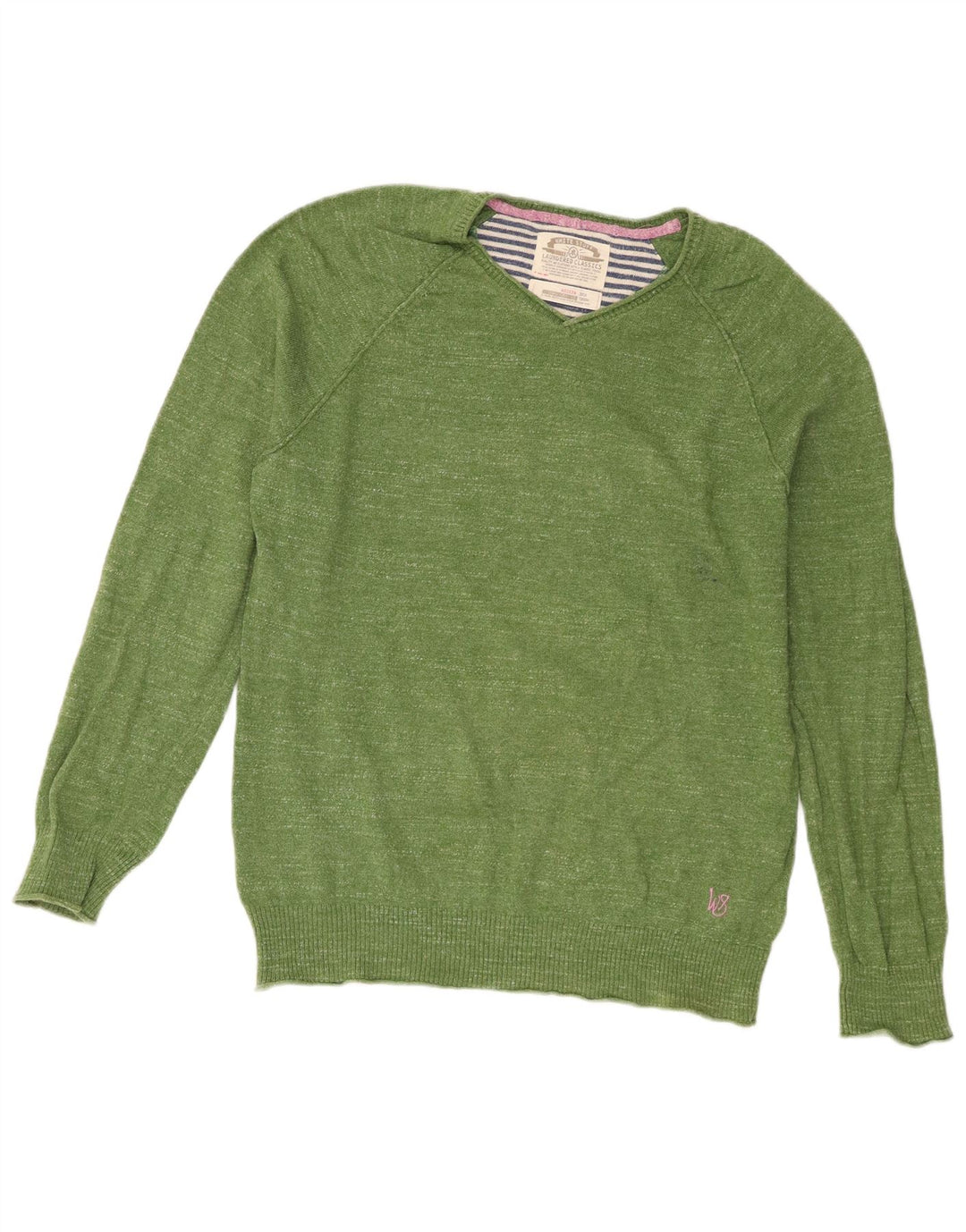 White Stuff Herre Regular Fit V-hals sweater mellemgrøn bomuld