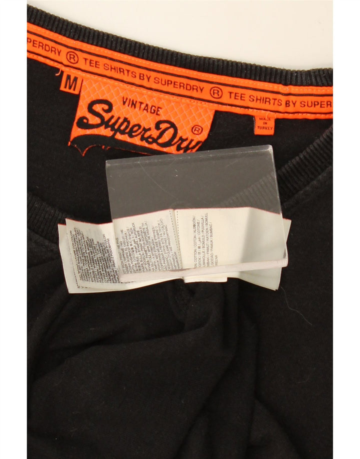 SUPERDRY Herre grafisk T-shirt Top Medium Sort Bomuld