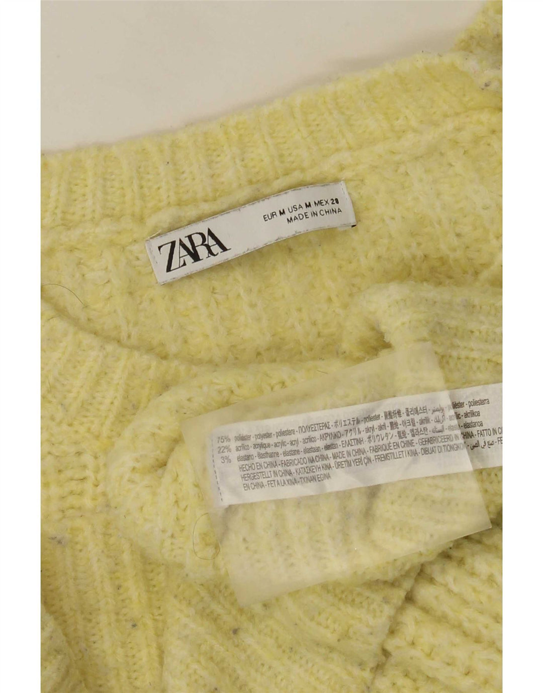 Zara Dame Oversized Crew Neck Jumper Sweater UK 14 Medium Yellow