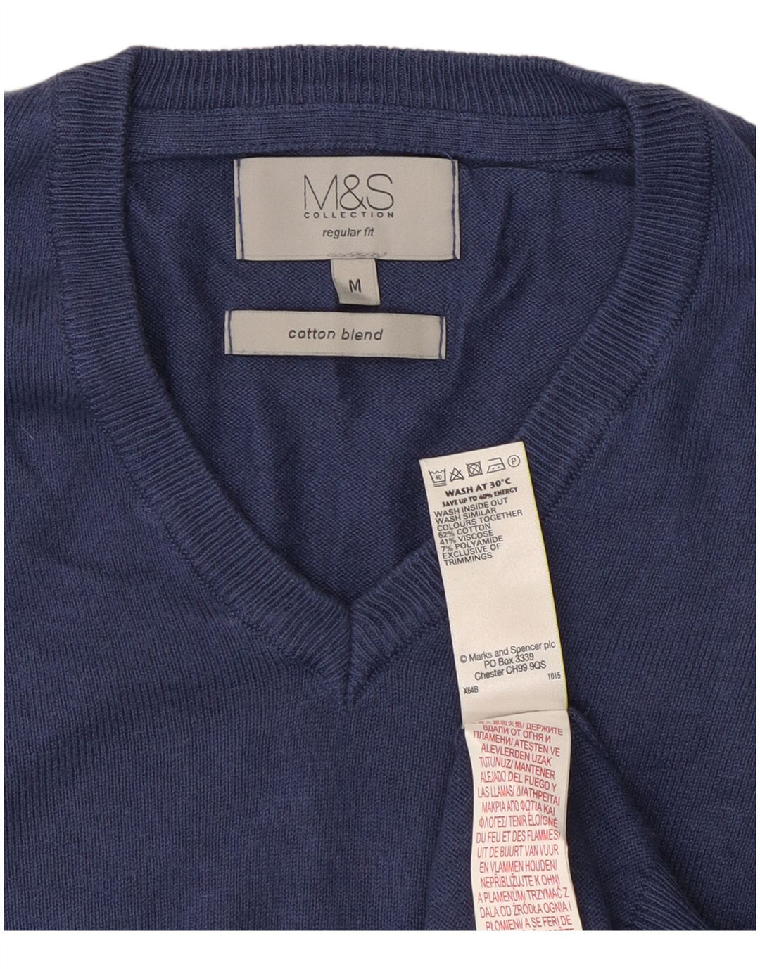 Marks & Spencer Herre Regular Fit V-hals sweater Medium Navy Blue