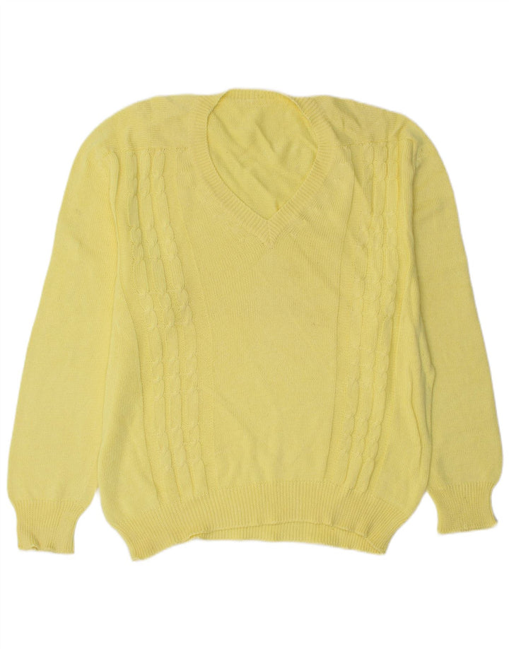 Vintage herre V-hals sweater stor gul