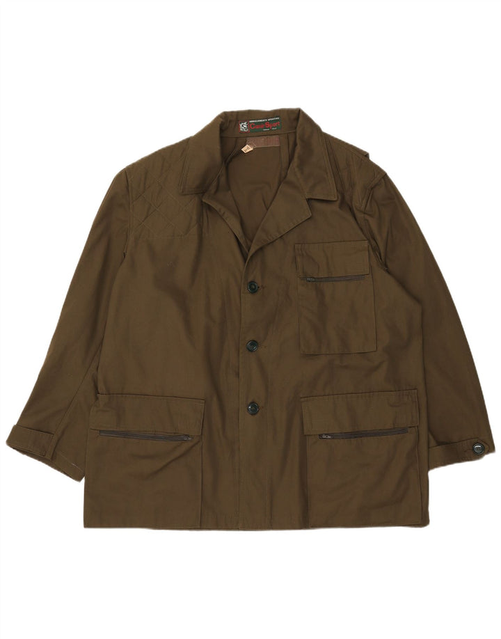Vintage Herre Utility Jacket IT 56 3XL Khaki Polyester