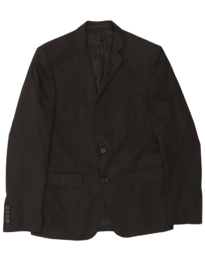Zara Herre 2-knaps blazerjakke EU 46 Lille sort polyester