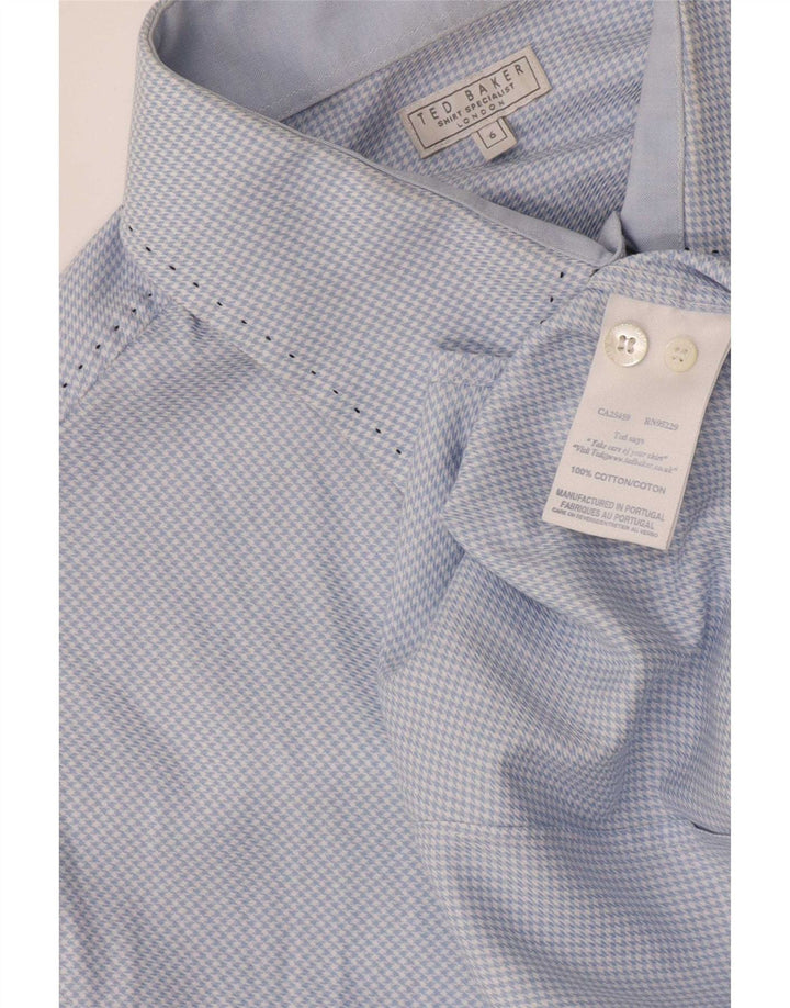 Ted Baker Herreskjorte str. 6 2XL Blå Houndstooth Bomuld