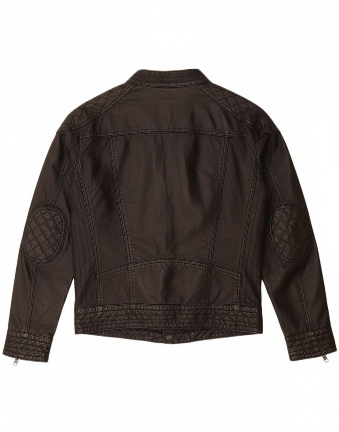 PEPE Jeans Dame Læder Biker Jacket UK 14 Medium Sort Læder