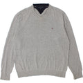 TOMMY HILFIGER Mens V-Neck Jumper Sweater Large Grey Cotton Vintage Tommy Hilfiger and Second-Hand Tommy Hilfiger from Messina Hembry 