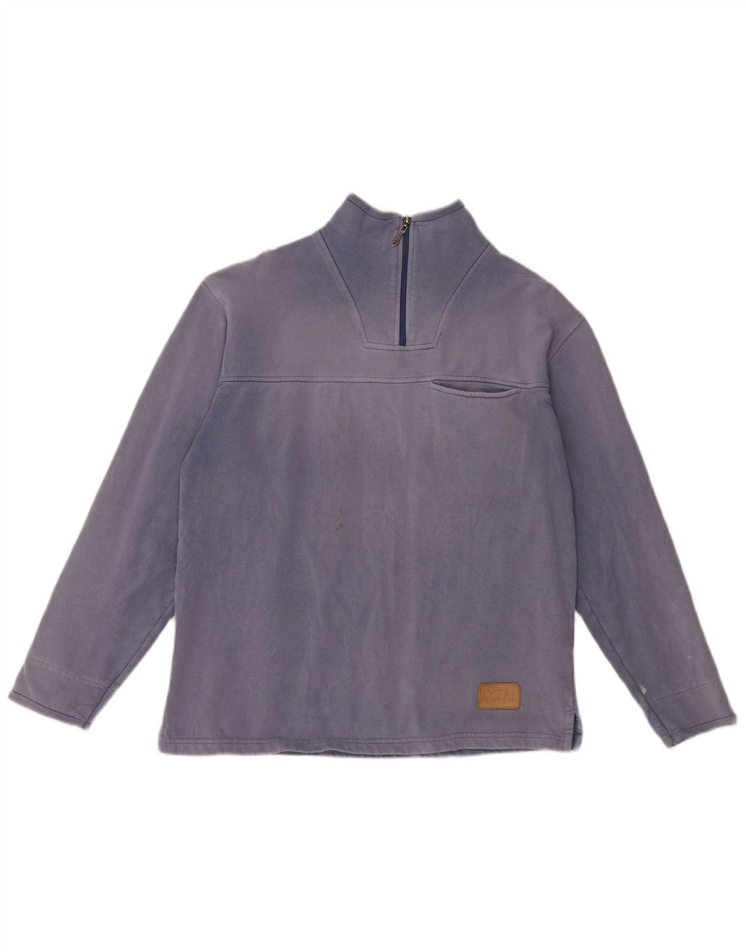 Weird Fish Herre Zip Neck Sweatshirt Jumper Medium Blue Bomuld