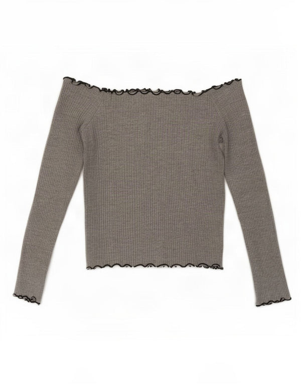 Zara Dame Trafaluc Crop Off Shoulder Top UK 8 Small Grey