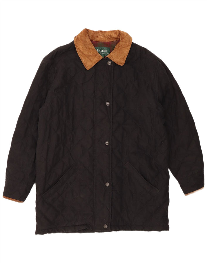 Ralph Lauren Dame Oversized Quiltet Overfrakke US 4 Small Black Colourblock