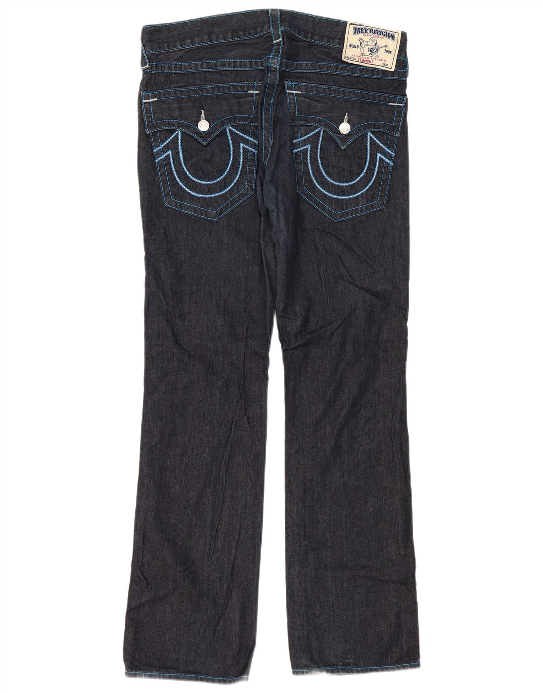 True Religion Straight Jeans til mænd W33 L35 Marineblå bomuld