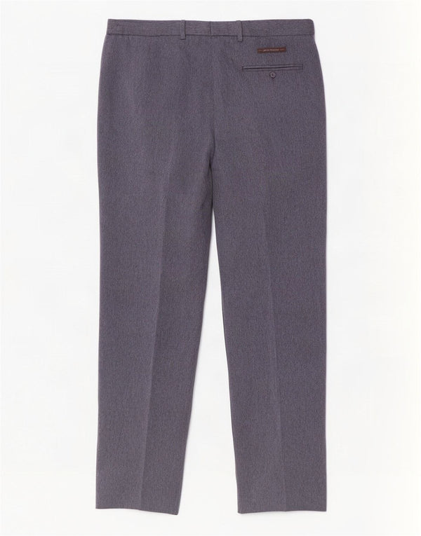 Marks & Spencer Herre Regular Suit Bukser W36 L33 Blue Herringbone