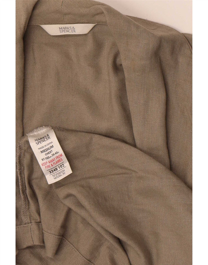 Marks & Spencer Dame Kåbe Overfrakke UK 14 Medium Grey Linen