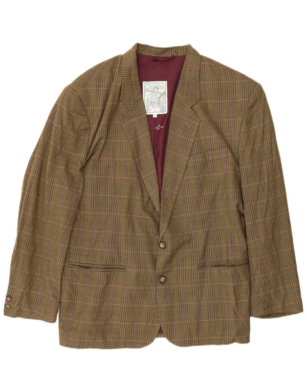 Vintage herre 2-knaps blazerjakke UK 40 Large Khaki Houndstooth