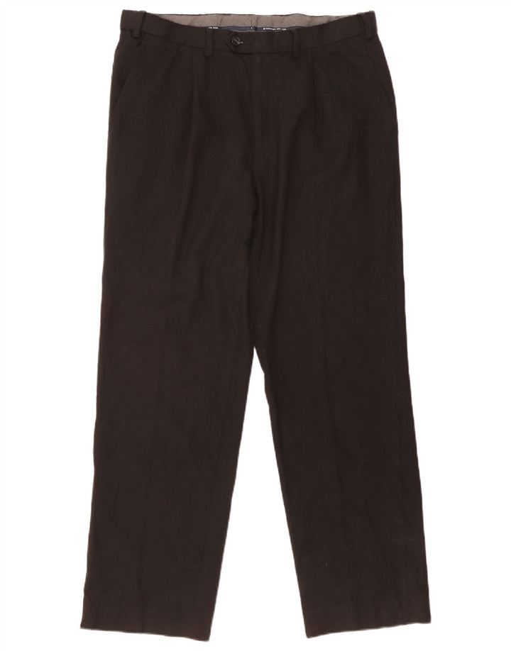 MARKS & SPENCER Herre Regular Fit Suit Bukser W34 L31 Sort Uld