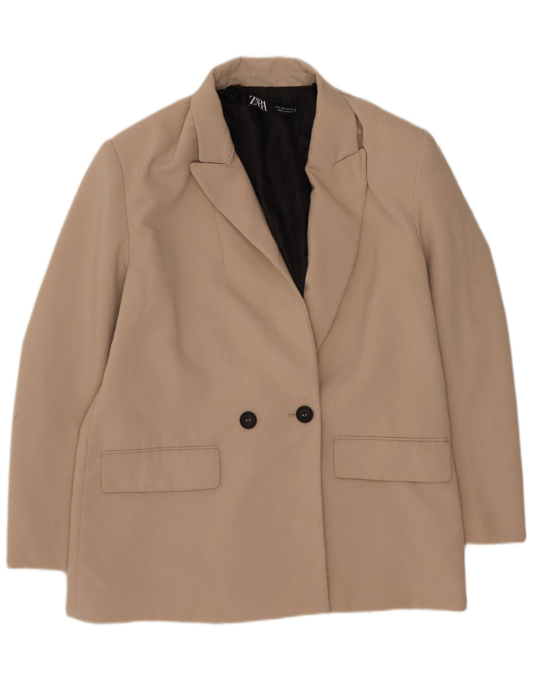Zara Dame Oversized Double Breasted Blazer Jacket UK 10 Small Beige