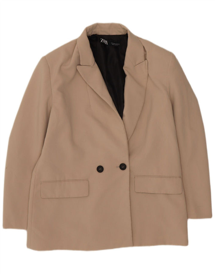 Zara Dame Oversized Double Breasted Blazer Jacket UK 10 Small Beige