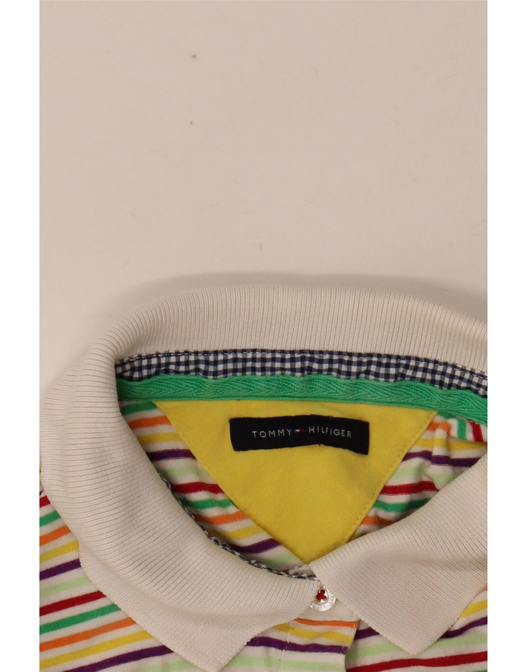 TOMMY HILFIGER Dame Polo Shirt UK 8 Small Flerfarvet Stribet