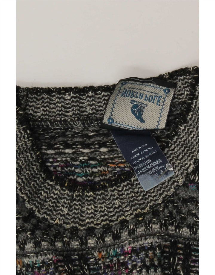 North Pole Herre sweater med rund hals, mellemgrå geometrisk uld