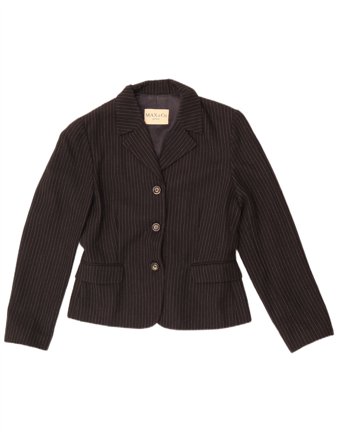 Max&Co. Dame 3-knaps blazerjakke UK 12 Medium Black Pinstripe