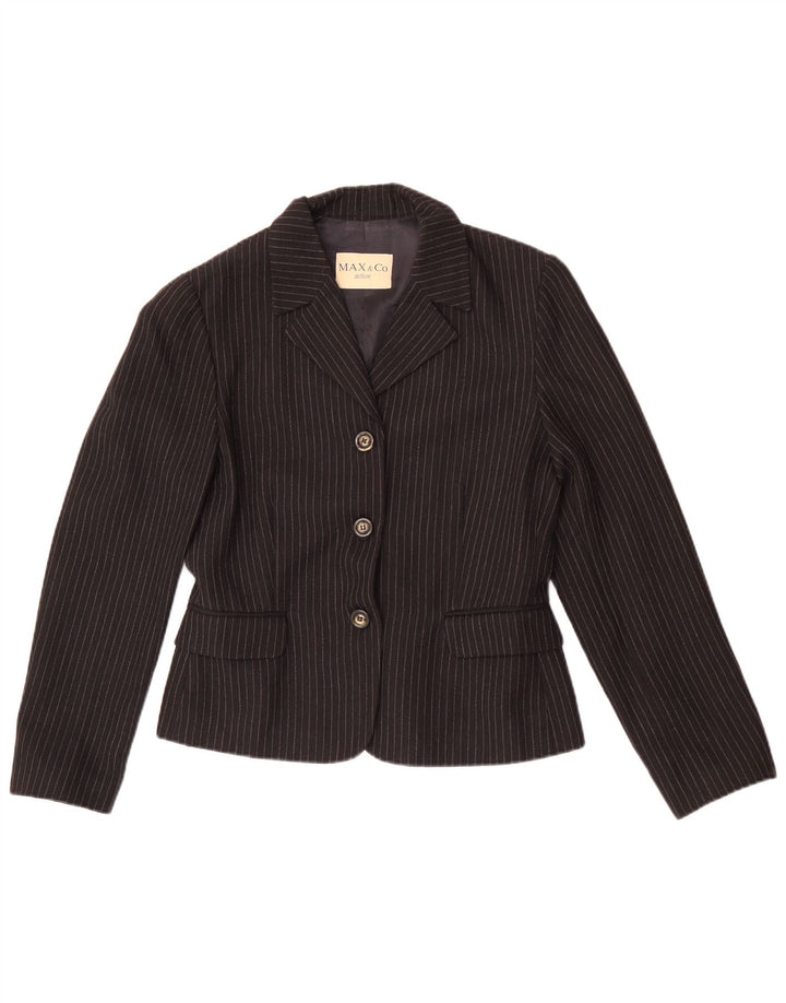 Max&Co. Dame 3-knaps blazerjakke UK 12 Medium Black Pinstripe