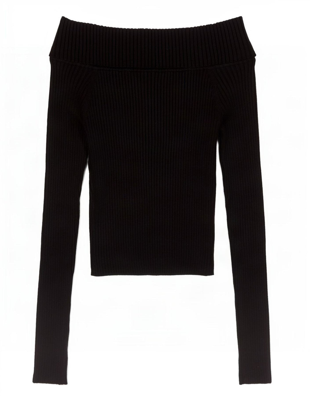 Zara Womens Crop Langærmet Off Shoulder Top UK 8 Small Black