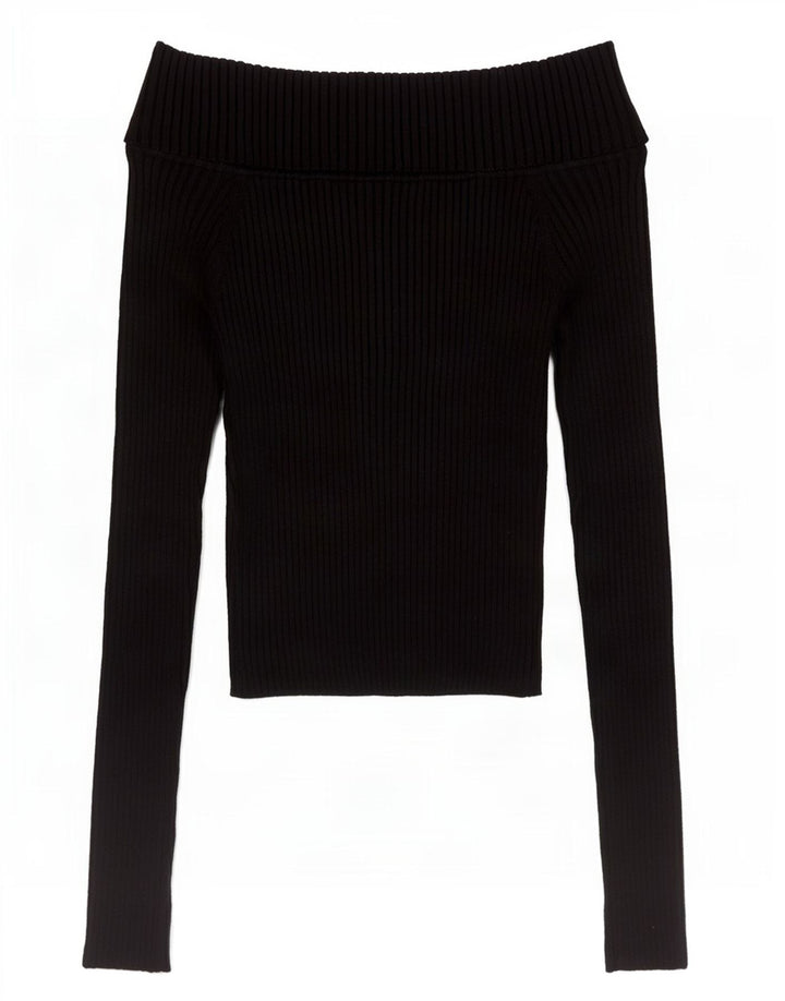 Zara Womens Crop Langærmet Off Shoulder Top UK 8 Small Black