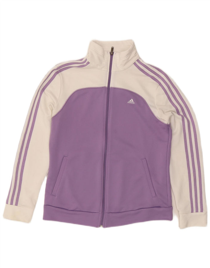 ADIDAS træningsdragt topjakke til kvinder UK 12/14 Medium Lilla Colourblock
