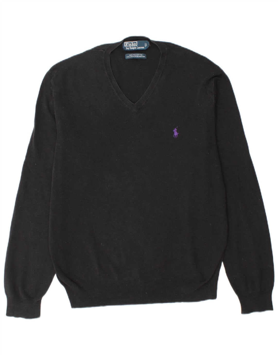POLO RALPH LAUREN Herre V-hals sweater Medium Sort Bomuld