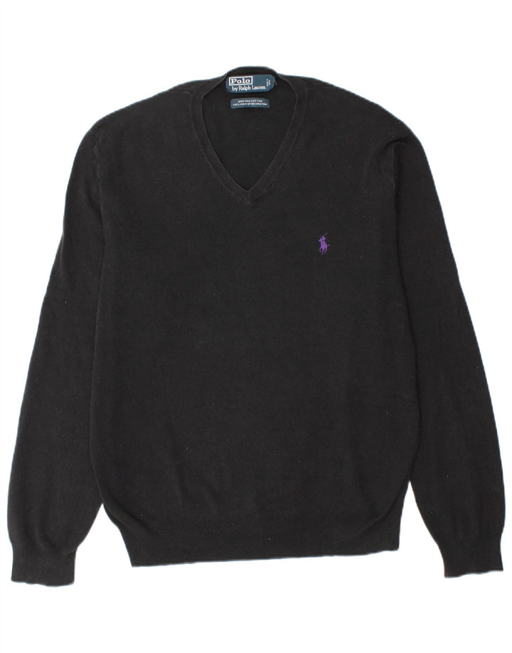 POLO RALPH LAUREN Herre V-hals sweater Medium Sort Bomuld