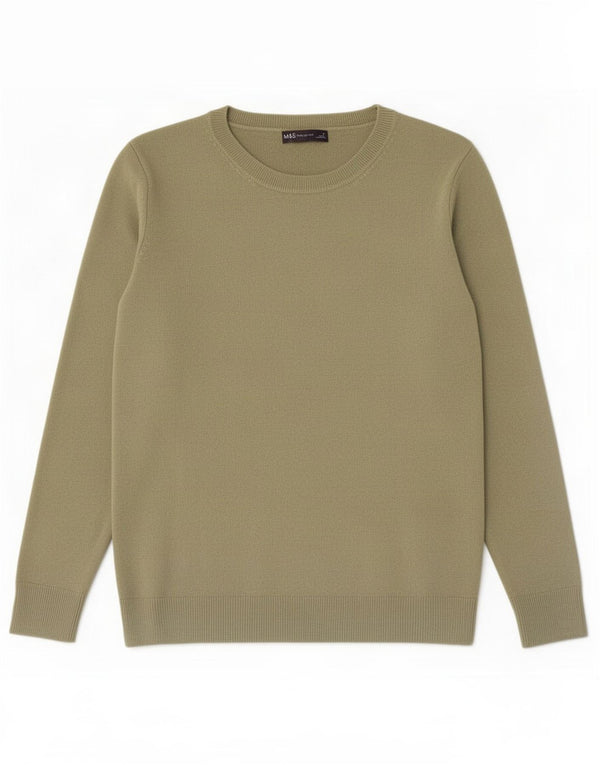 Marks & Spencer Dame Boat Neck Jumper Sweater UK 12 Medium Khaki Akryl
