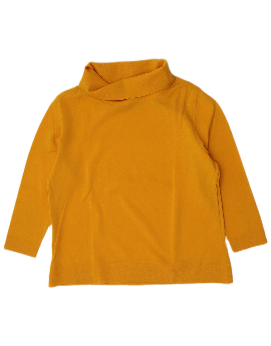 Vintage Dame Roll Neck Top 3/4 ærme UK 14 Medium Gul