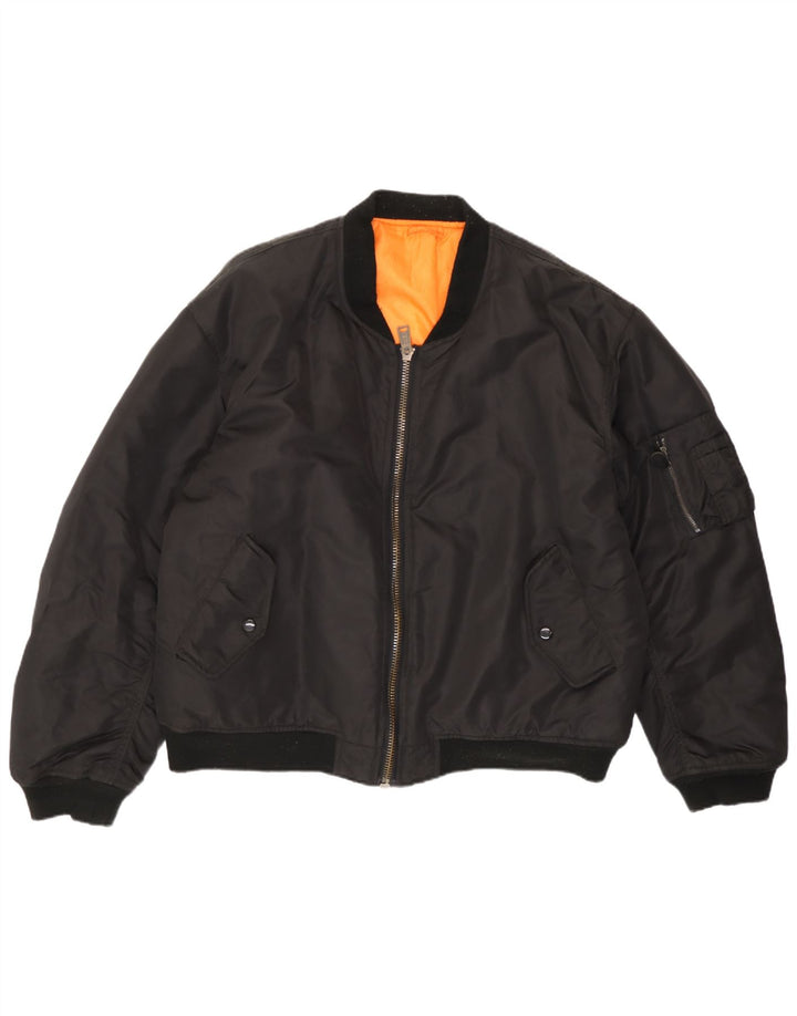 Vintage Bomberjakke til mænd IT 52/54 XL Sort Nylon