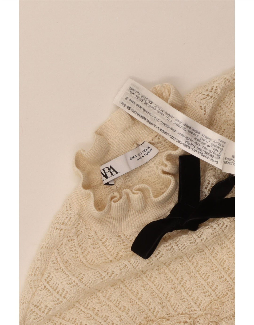 Zara Dame Se Through Turtle Neck Jumper Sweater UK 8 Small Off White