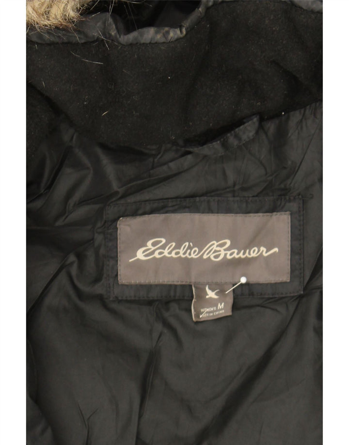 EDDIE BAUER Womens Hooded Padded Coat UK 14 Medium Black Polyester Vintage Eddie Bauer and Second-Hand Eddie Bauer from Messina Hembry 