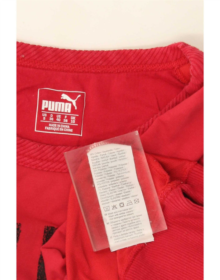 Puma Graphic Sweatshirt Jumper UK 10 Lille rød bomuld