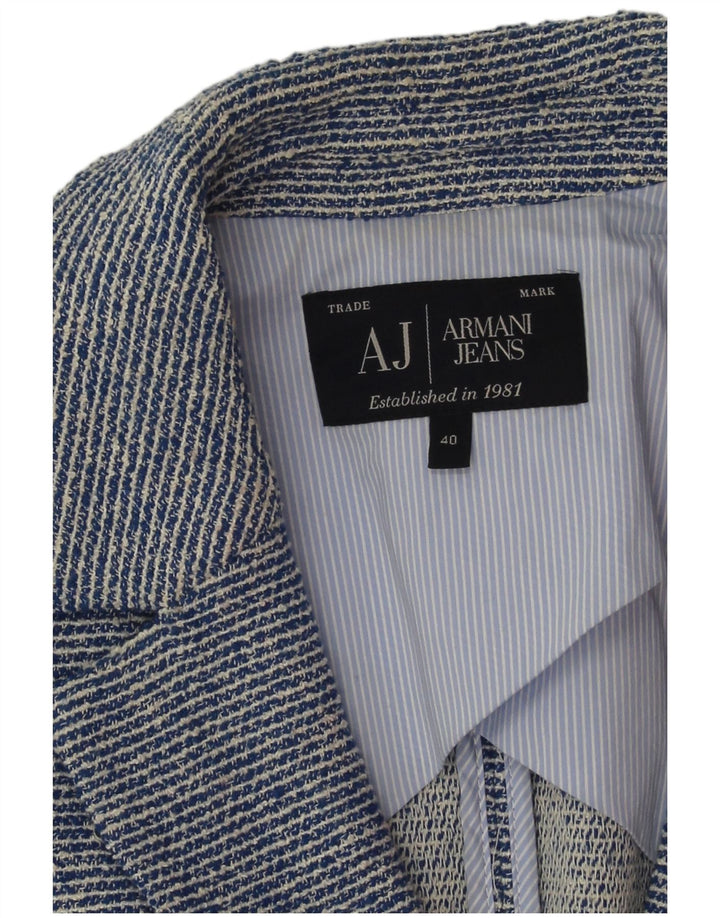 Armani Jeans Dame 2-knaps blazerjakke EU 40 Medium Blue Pinstripe
