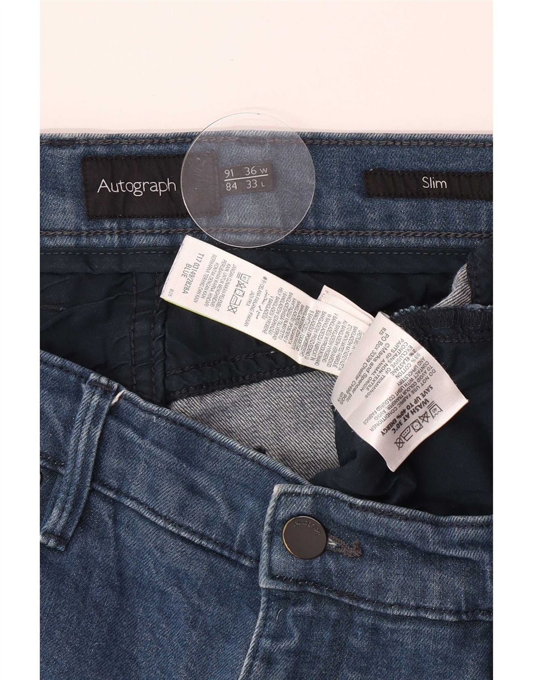 Marks & Spencer Herre Autograph Slim Jeans W36 L30 Blå Bomuld
