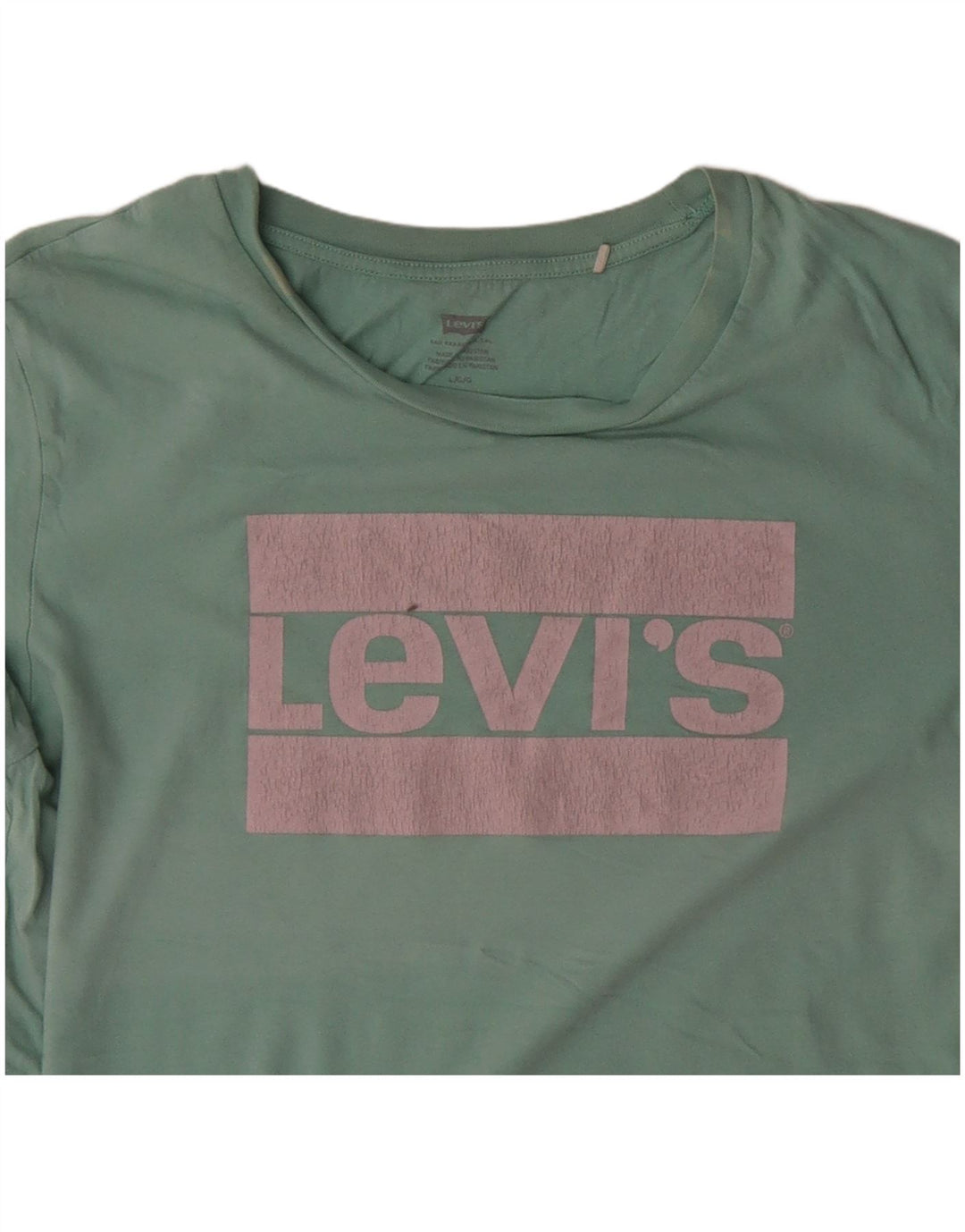 LEVI'S Grafisk T-shirt top til kvinder UK 16 Stor turkis bomuld