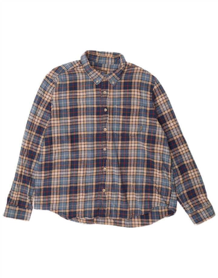 EDDIE BAUER Flanellskjorte til mænd 2XL blå ternet bomuld