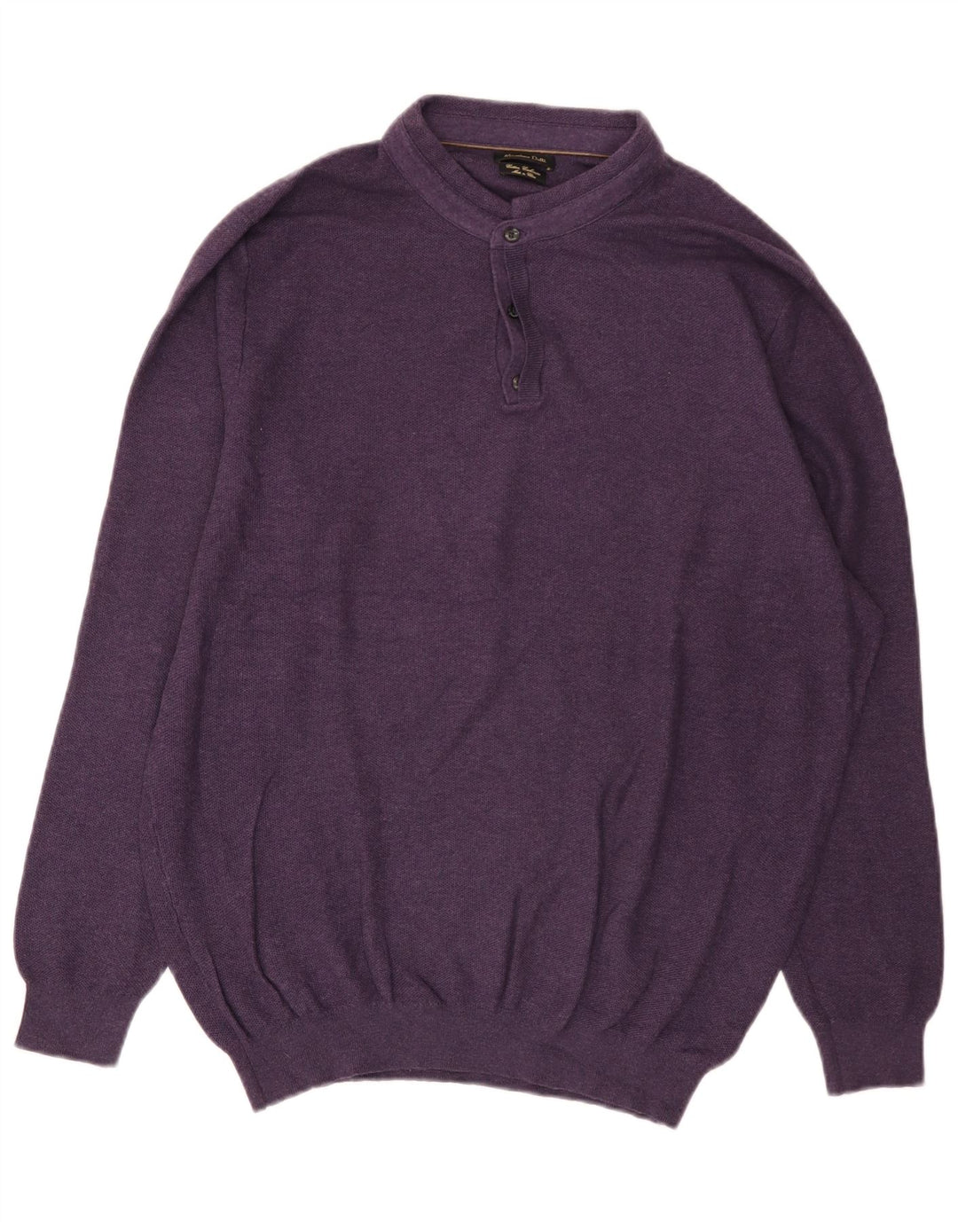 Massimo Dutti Herre Button Neck Jumper Sweater 2XL Lilla Bomuld
