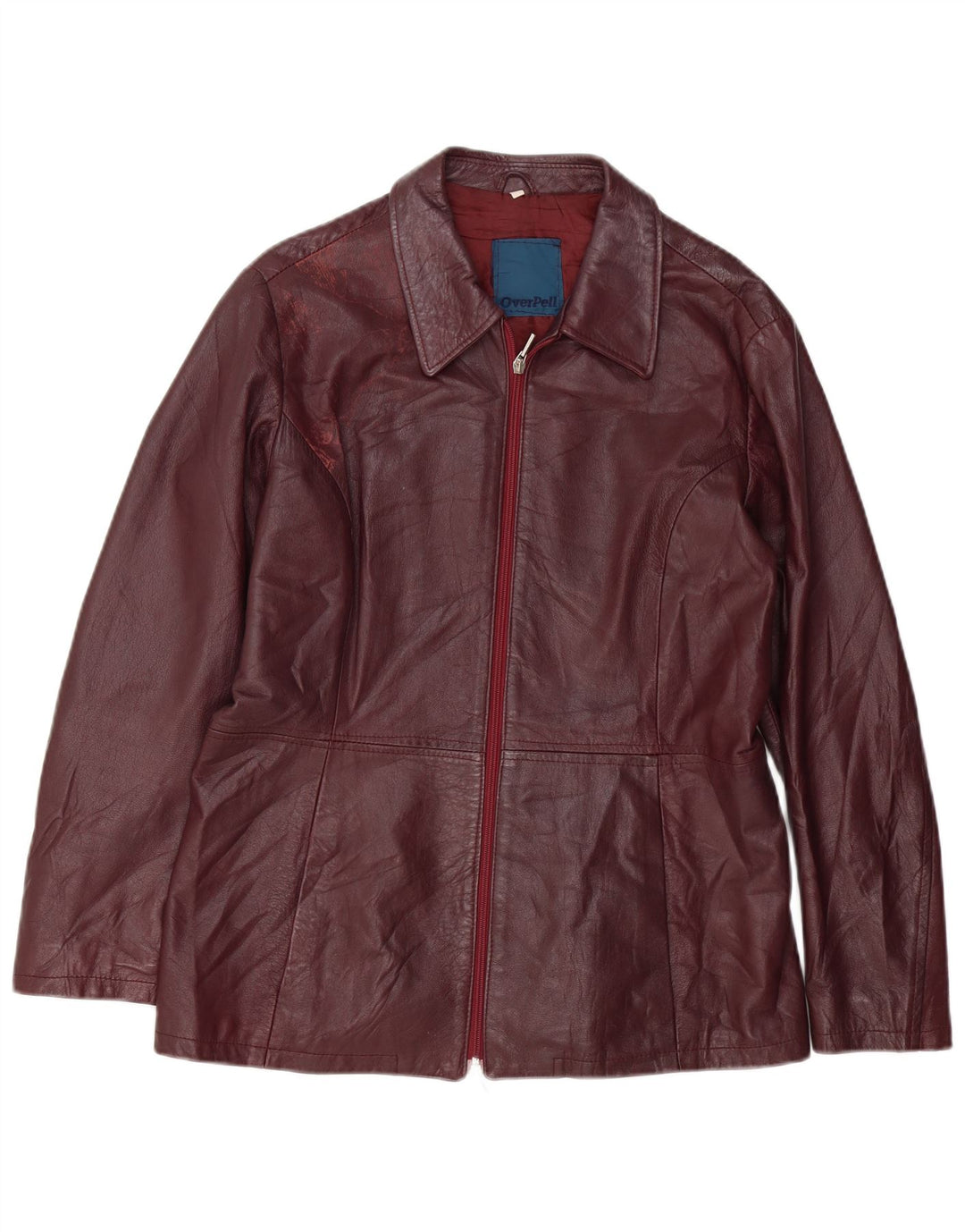 Vintage læderjakke til kvinder UK 18 XL Burgundy læder