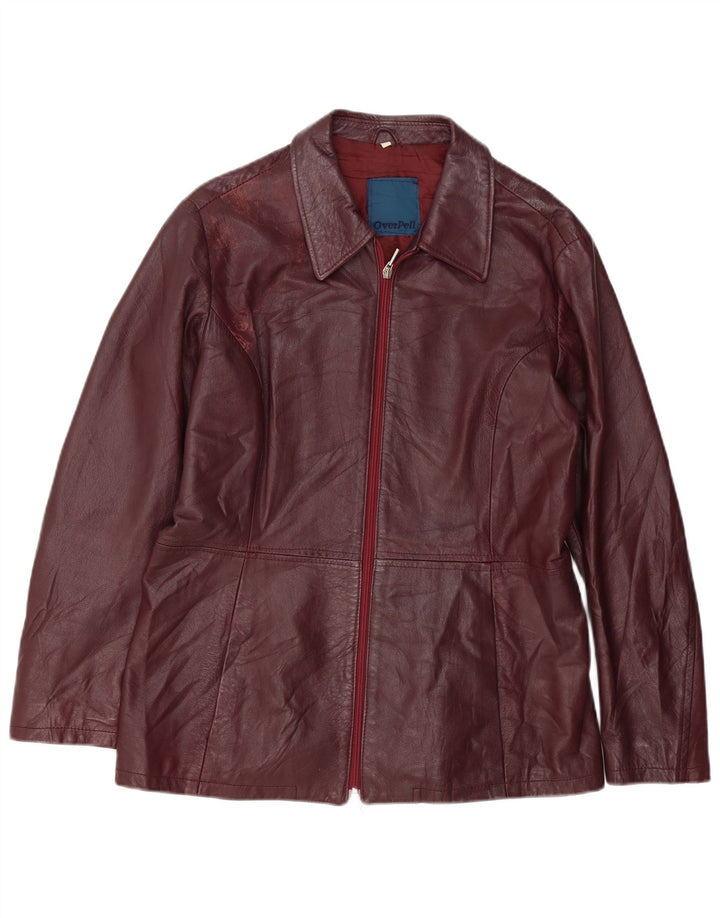 Vintage læderjakke til kvinder UK 18 XL Burgundy læder