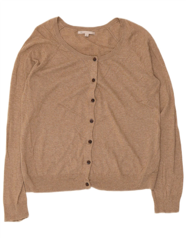 Gap Dame Cardigan Sweater UK 12 Medium Brun Bomuld